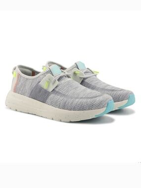 Hey Dude Sirocco Speckle Grey Neon Women’s Shoes NWT
